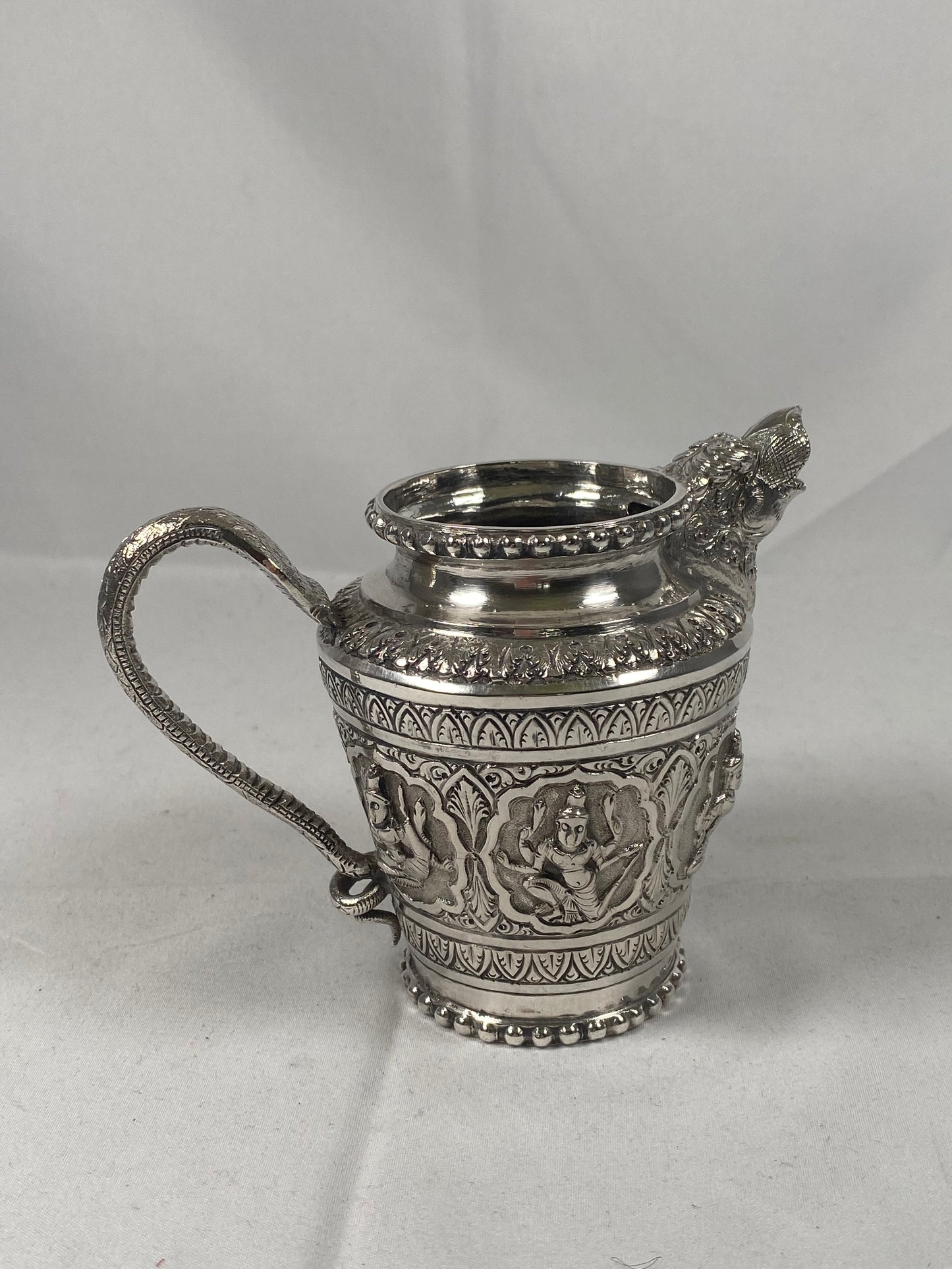 Late 19th century Anglo-Indian .800 to .900 Silver Jug, Swami Silver