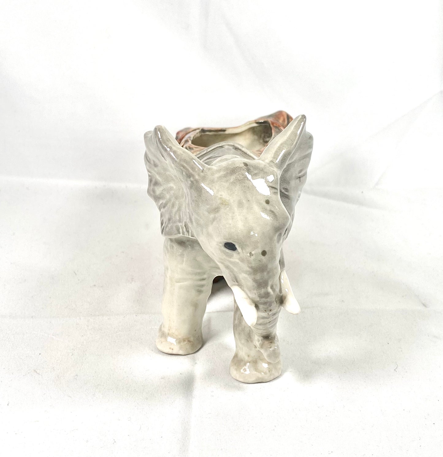 Vintage Midcentury figural elephant porcelain vase, likely Japanese