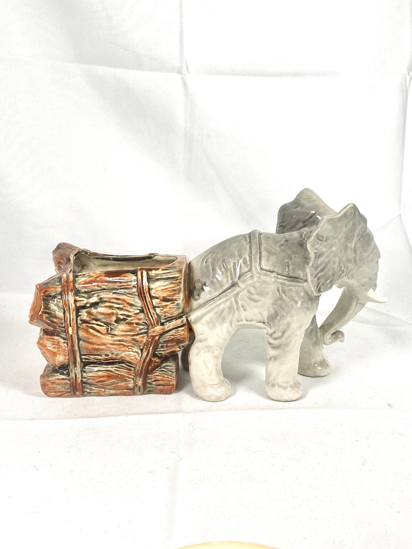 Vintage Midcentury figural elephant porcelain vase, likely Japanese