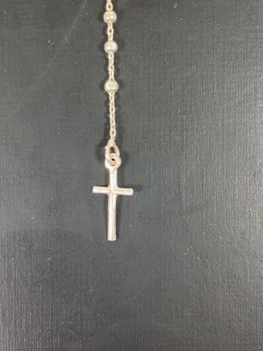 Vintage Italian sterling silver crucifix rosary necklace