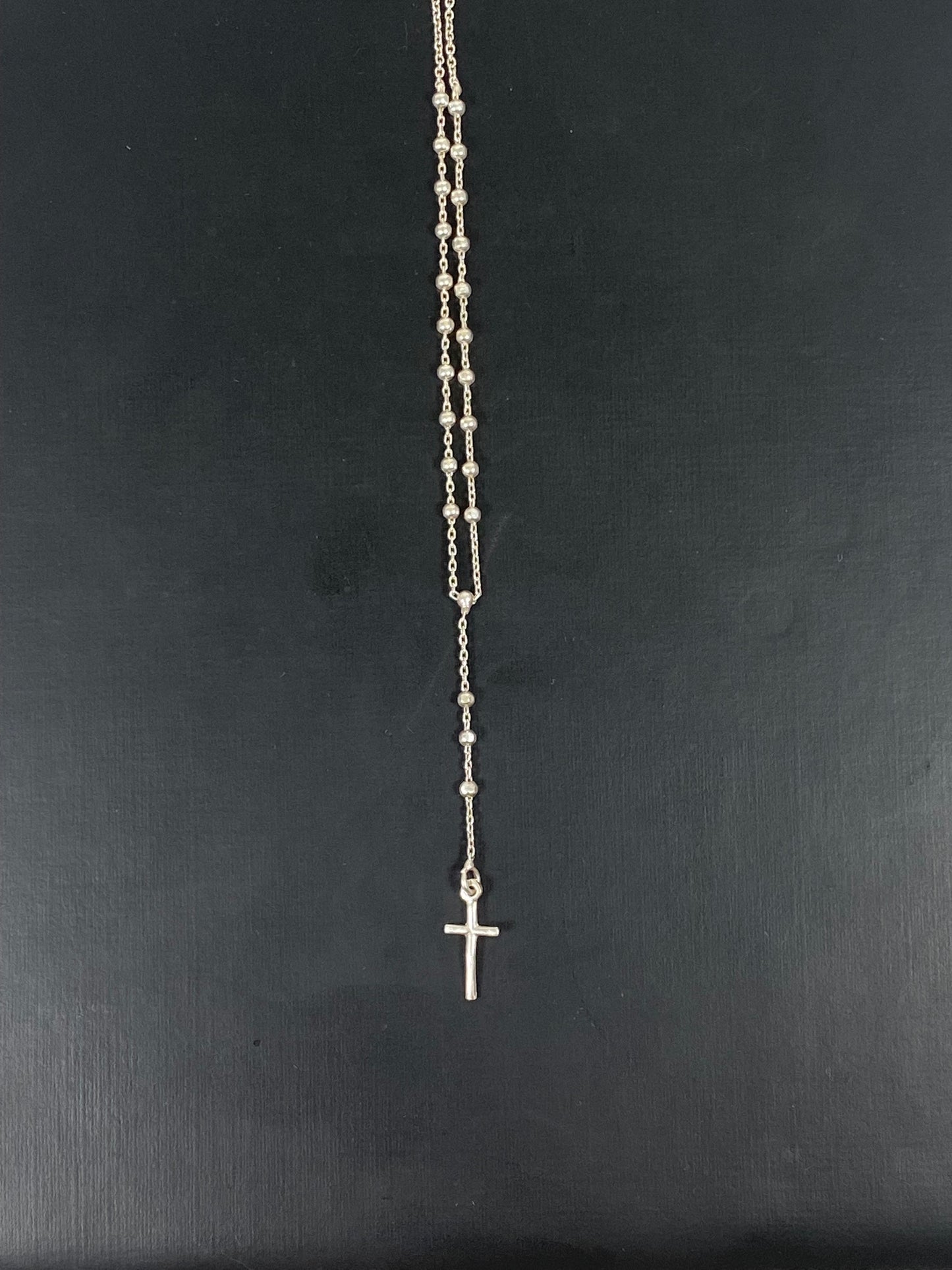 Vintage Italian sterling silver crucifix rosary necklace