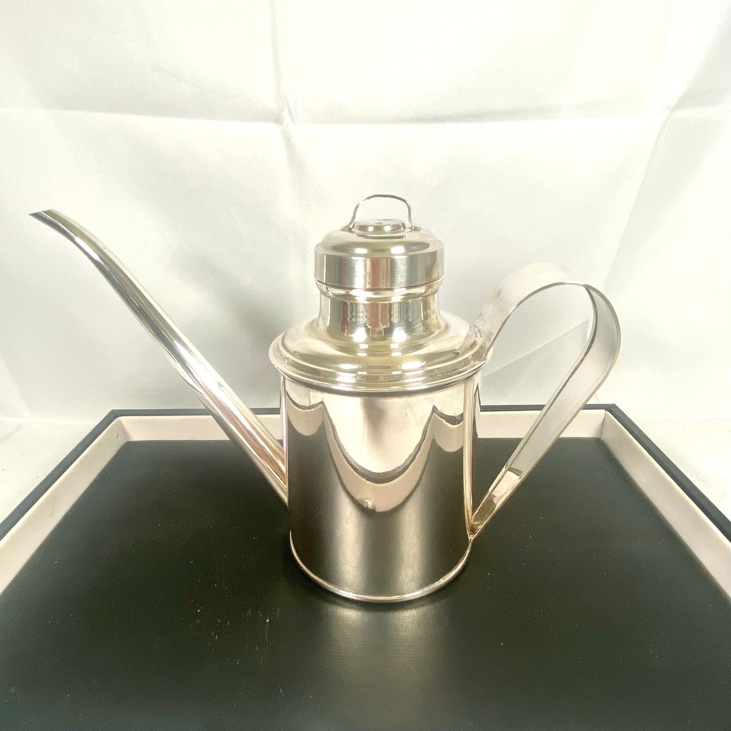 Vintage Mid to Late 20th Century Italian Silver Olive Oil Jug Decanter Pourer Dispenser Oil Can c. 1970s