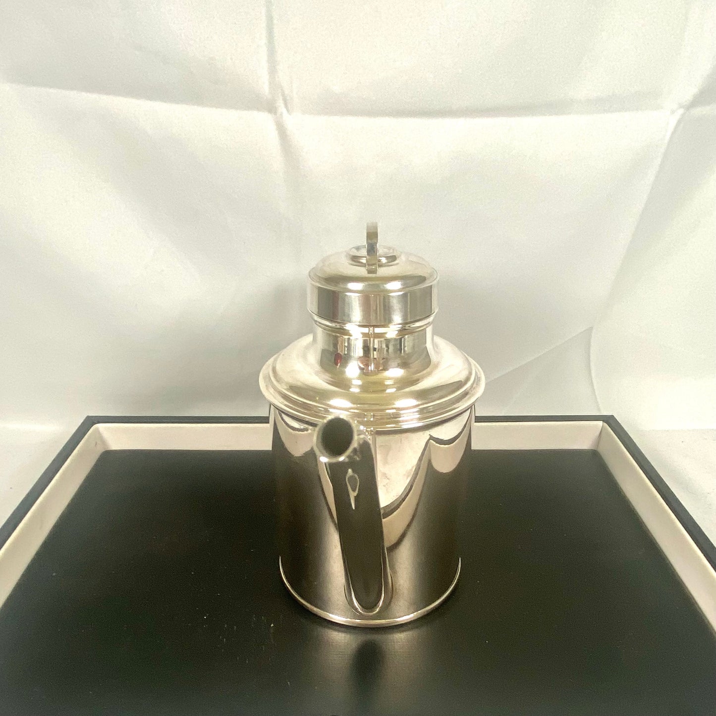 Vintage Mid to Late 20th Century Italian Silver Olive Oil Jug Decanter Pourer Dispenser Oil Can c. 1970s