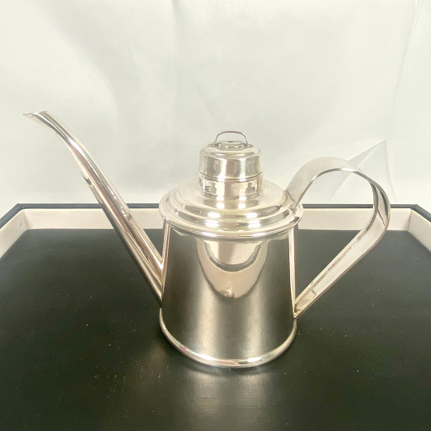 Vintage Mid to Late 20th Century Italian Silver Olive Oil Jug Decanter Pourer Dispenser Oil Can c. 1970s