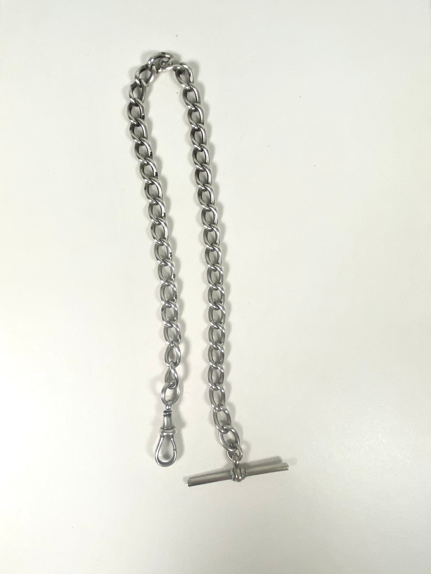 Fine Antique Victorian or Edwardian English Sterling Silver Watch Chain