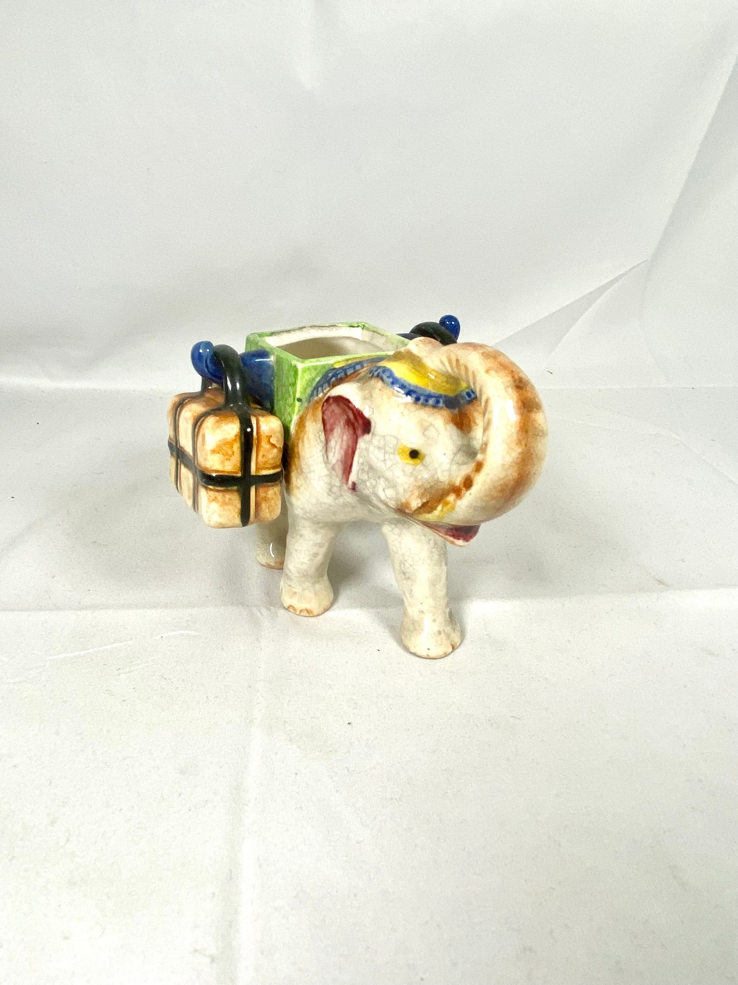 Vintage Midcentury Figural Elephant Porcelain Cruet / Toothpick Holder or Bud Vase