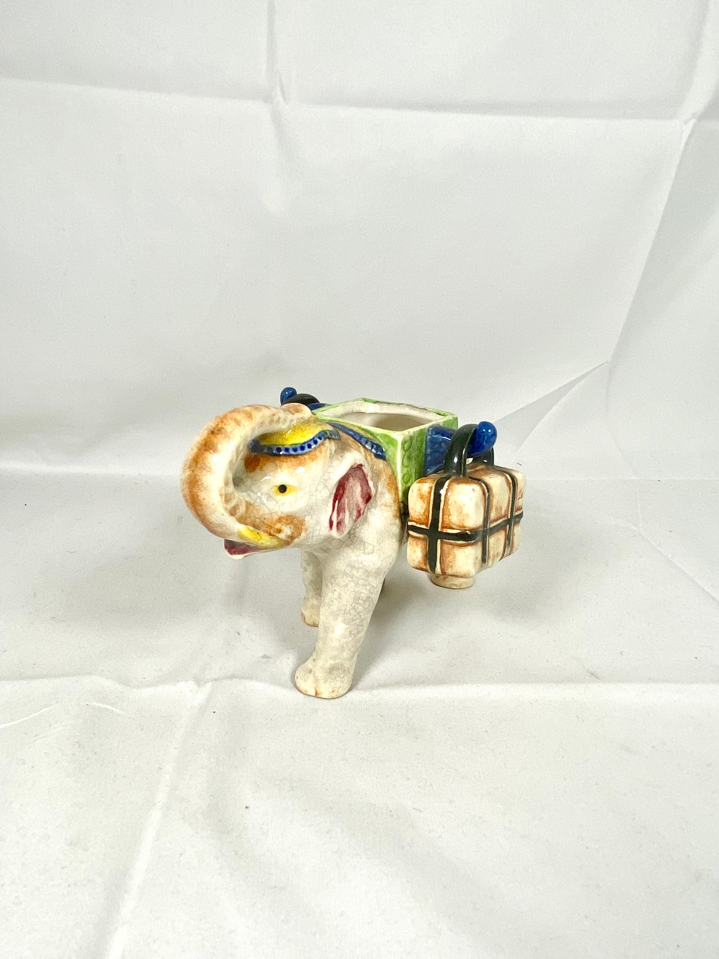 Vintage Midcentury Figural Elephant Porcelain Cruet / Toothpick Holder or Bud Vase