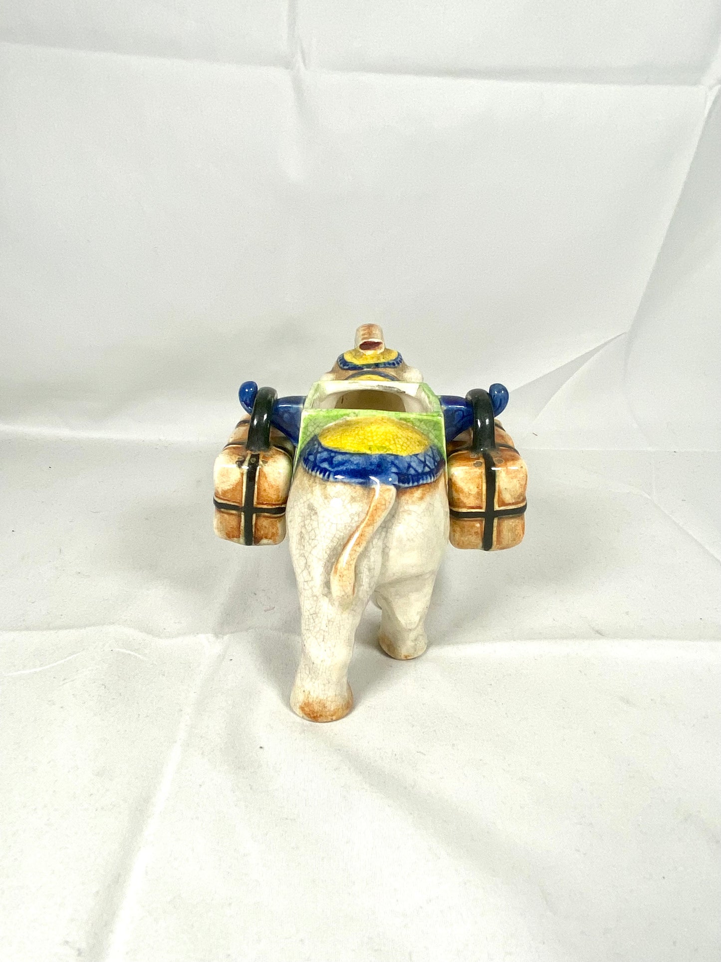 Vintage Midcentury Figural Elephant Porcelain Cruet / Toothpick Holder or Bud Vase