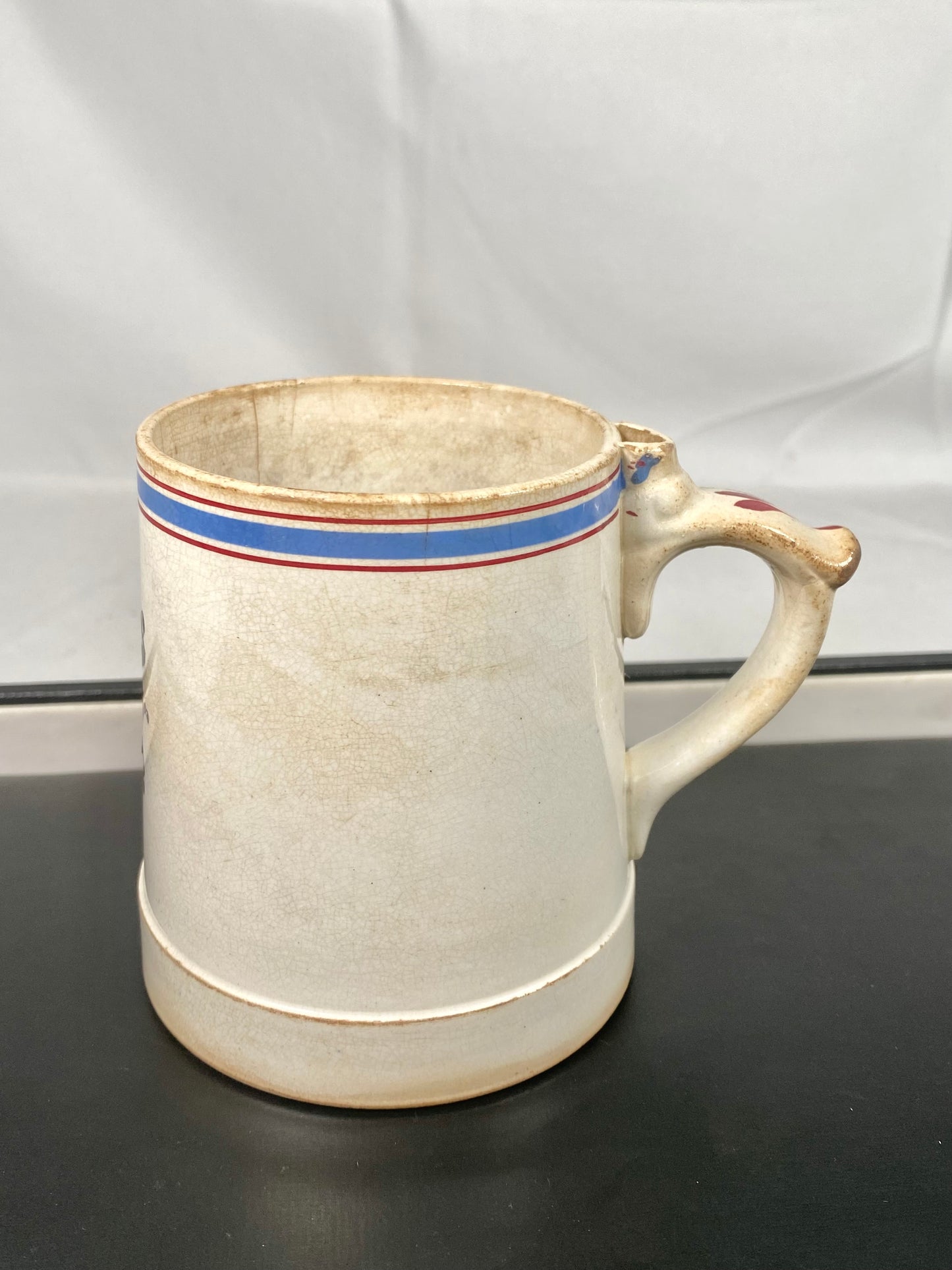 古董 John Tams 陶制帝国半品脱量杯，维多利亚时期，可能为爱德华时期