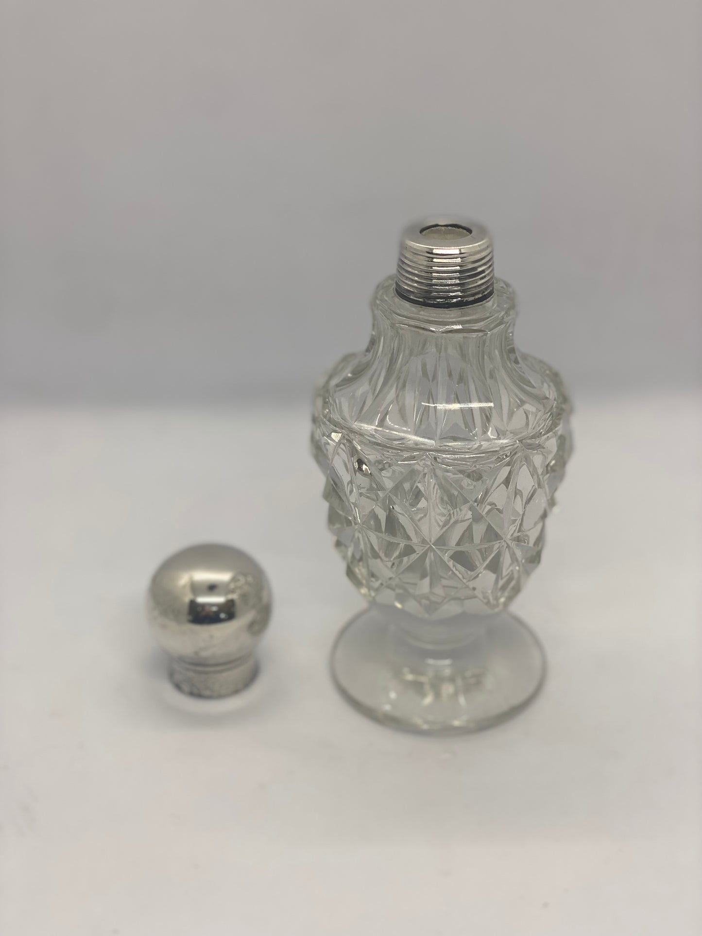 Cut Crystal Bottle Hallmarked London 1919 with Silver Lid