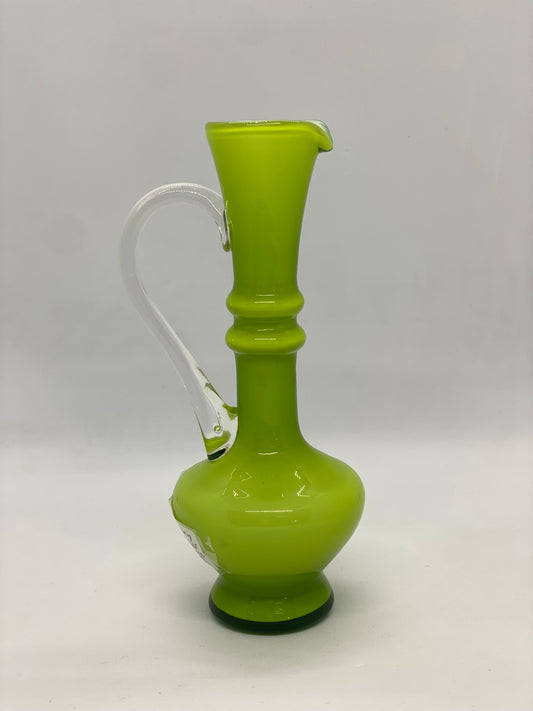 小型中世纪绿色艺术玻璃调味瓶/水壶/花束花瓶
