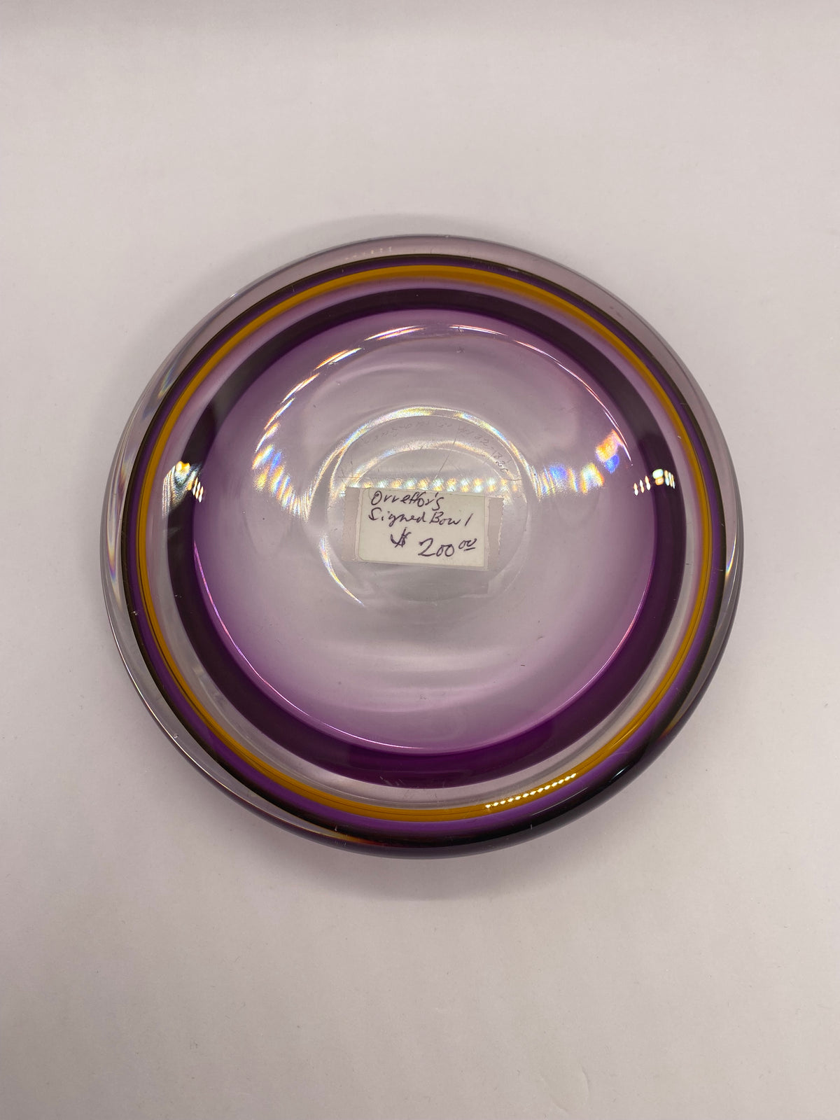 Dish Cache Midcentury Scandinavian Orrefors RARE Purple and Orange Art Glass Dish ...