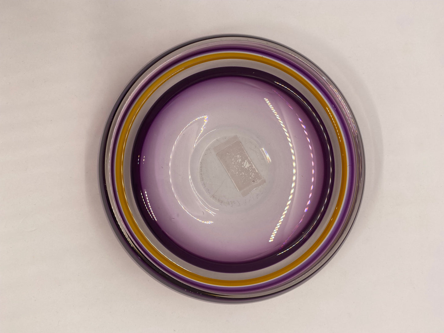 Midcentury Scandinavian Orrefors RARE Purple and Orange Art Glass Dish