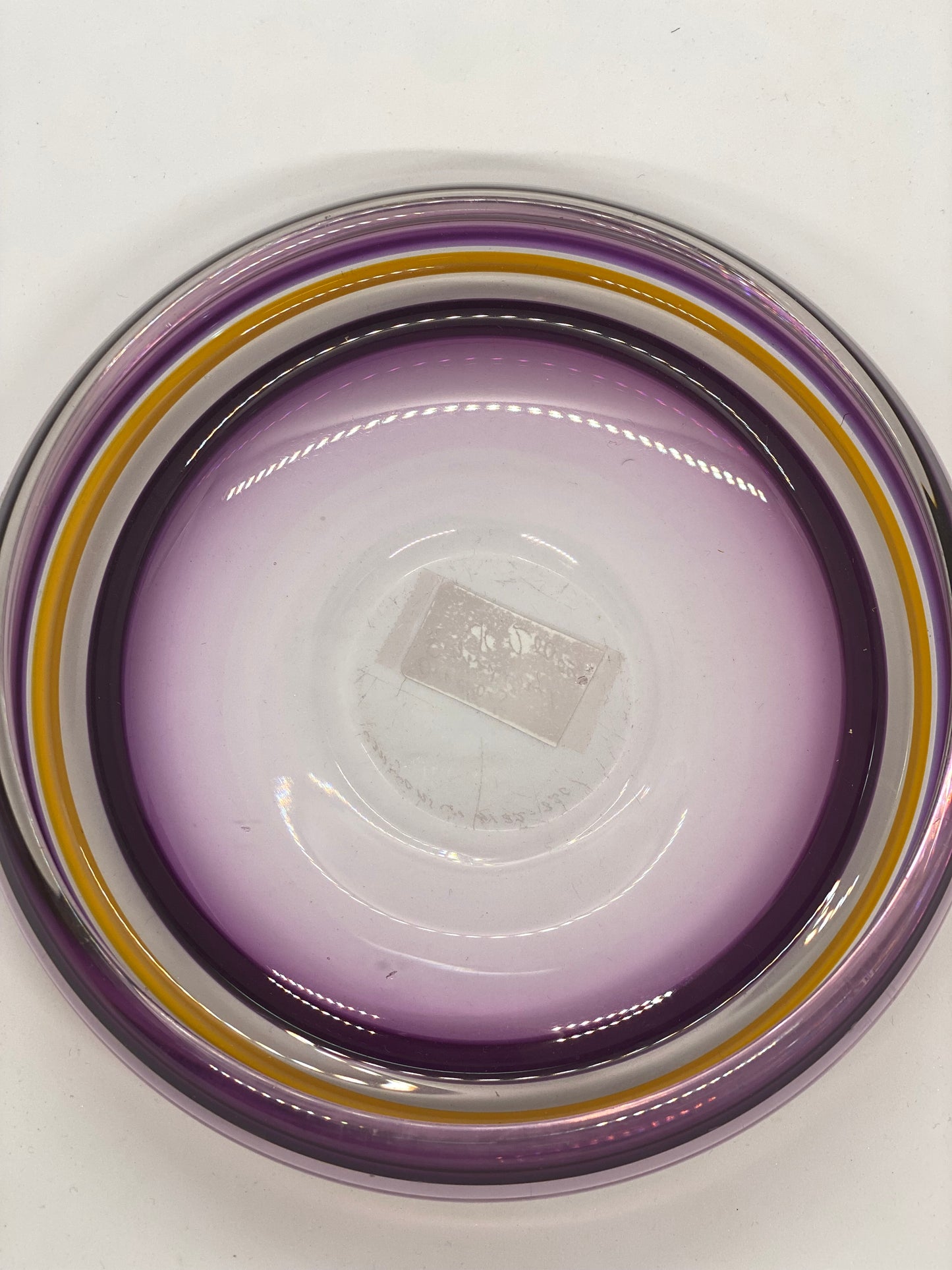 Midcentury Scandinavian Orrefors RARE Purple and Orange Art Glass Dish