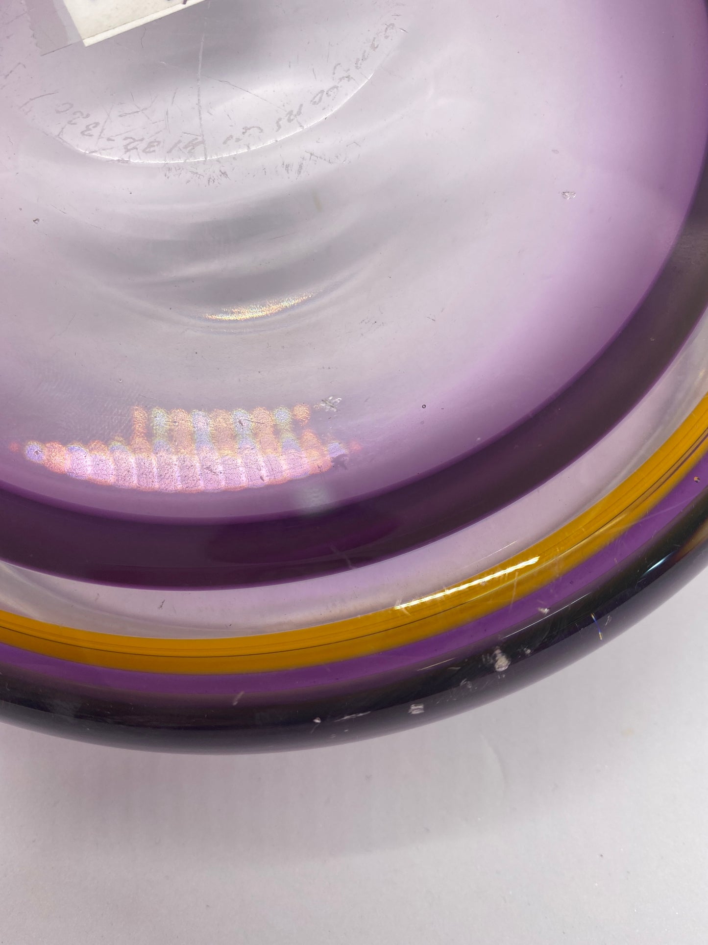 Midcentury Scandinavian Orrefors RARE Purple and Orange Art Glass Dish