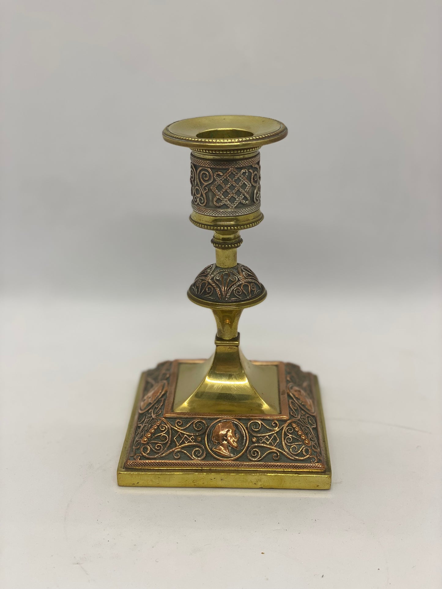 19th Century Copper and Brass Candlestick