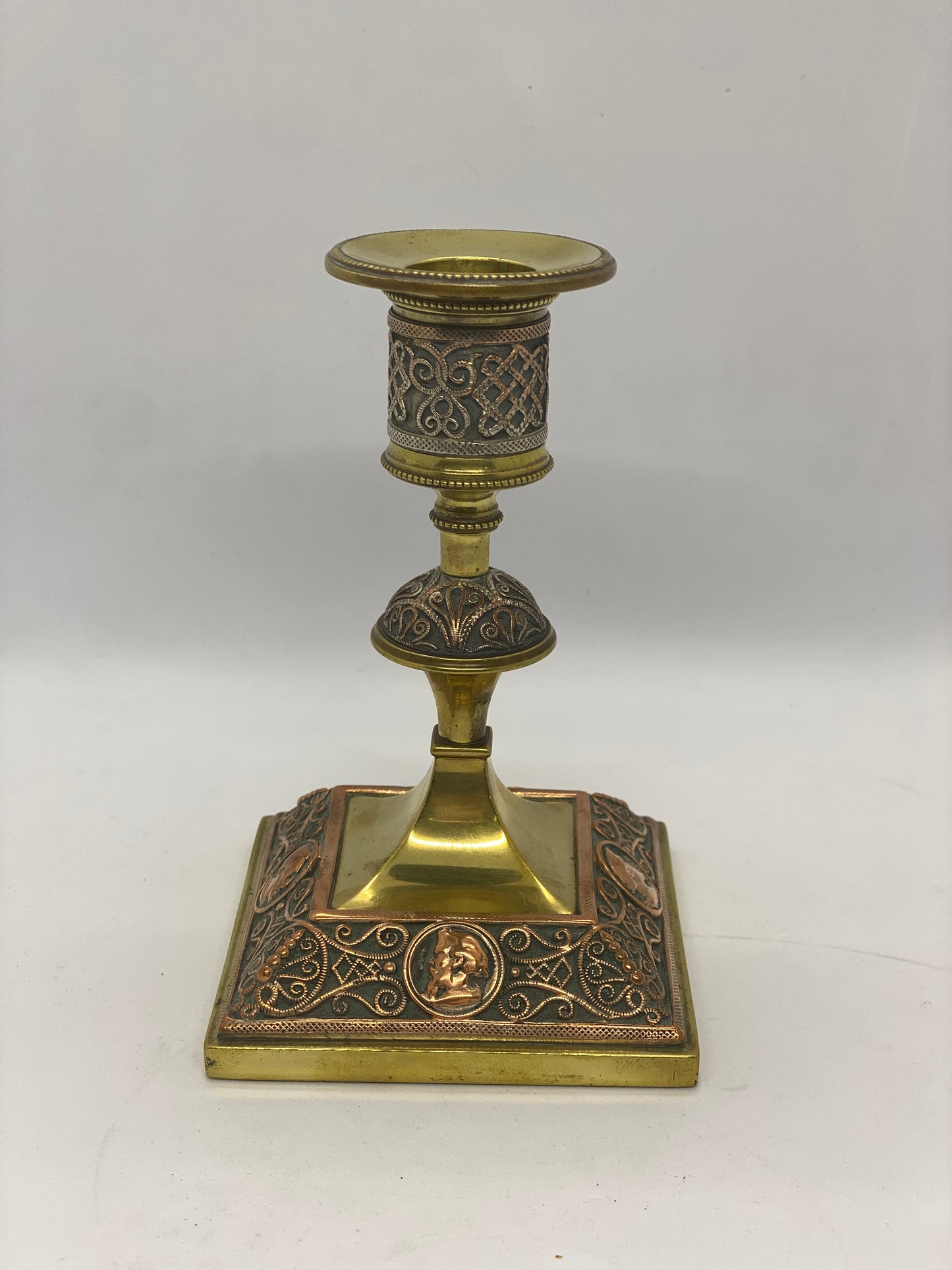 19th Century Copper and Brass Candlestick