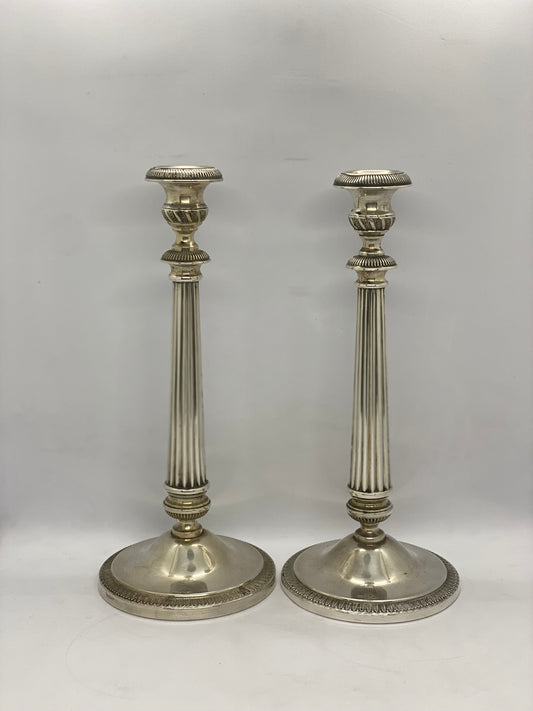 Antique Pair of Silver Candlesticks, Continental European