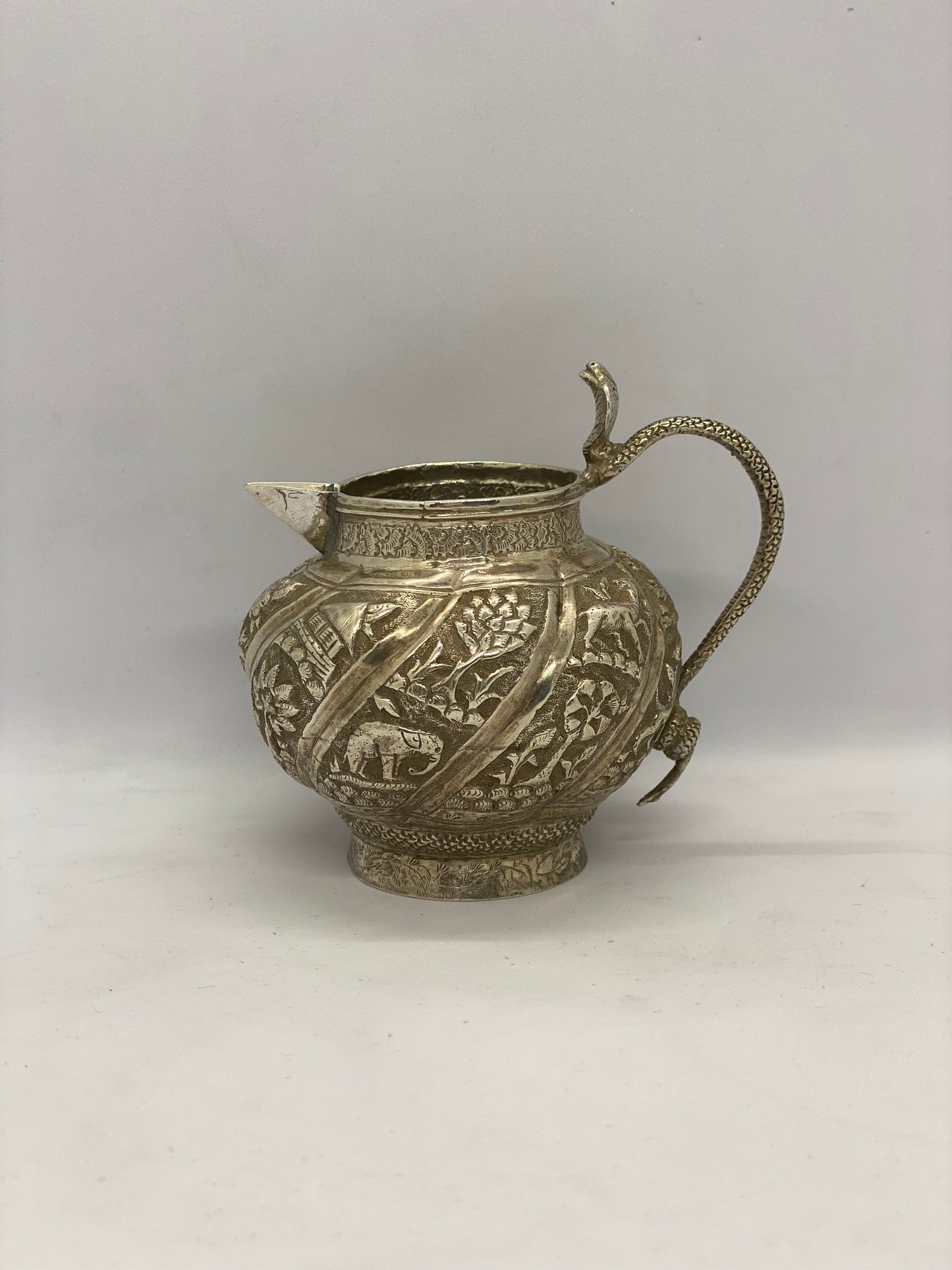 Colonial Indian Silver Cobra-handled Jug circa 1860 - 1900