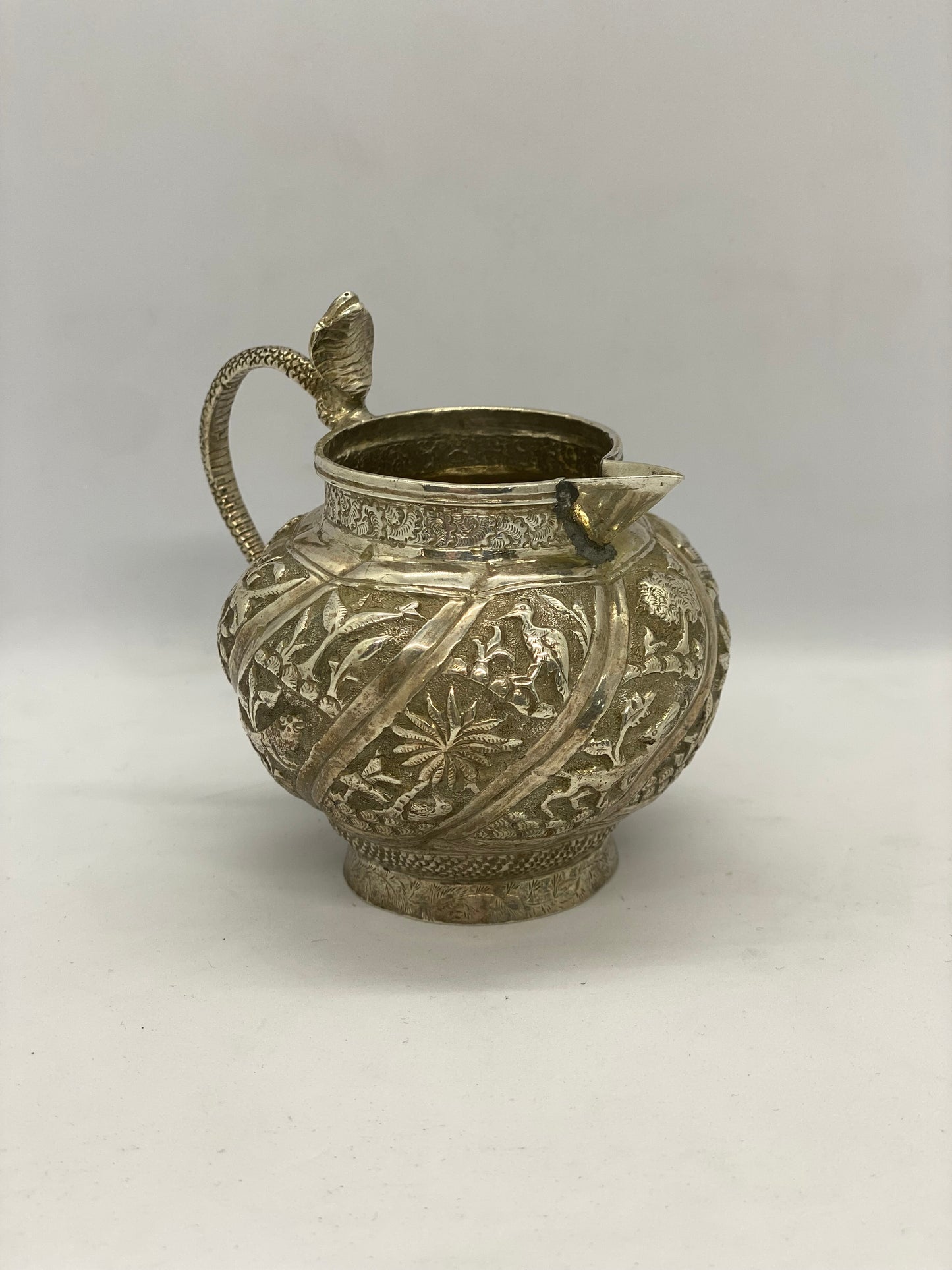 Colonial Indian Silver Cobra-handled Jug circa 1860 - 1900