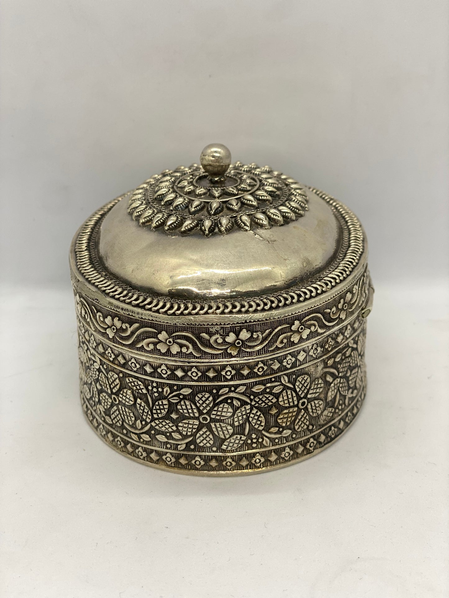 Antique Asian Silver Oval Box