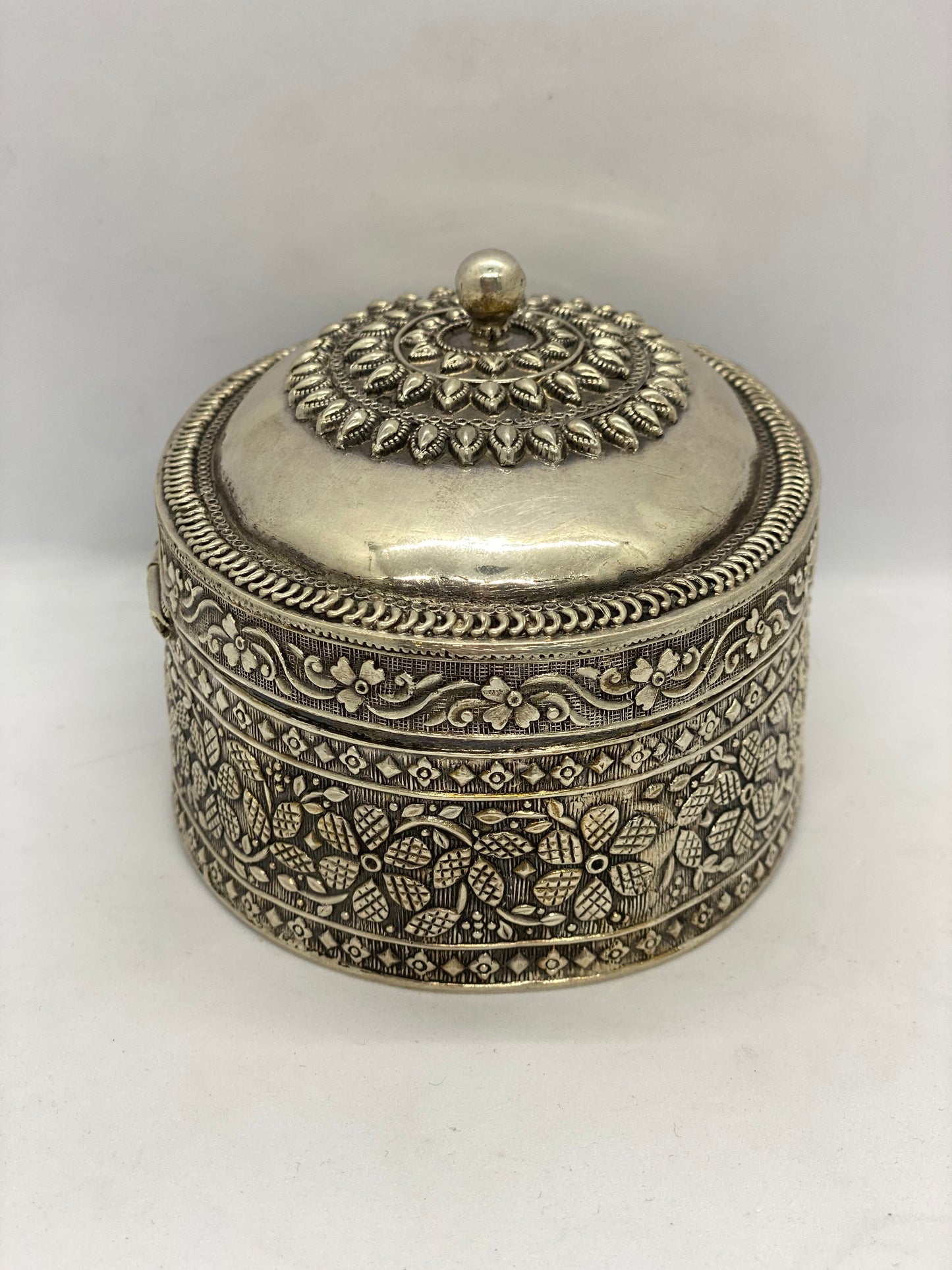 Antique Asian Silver Oval Box