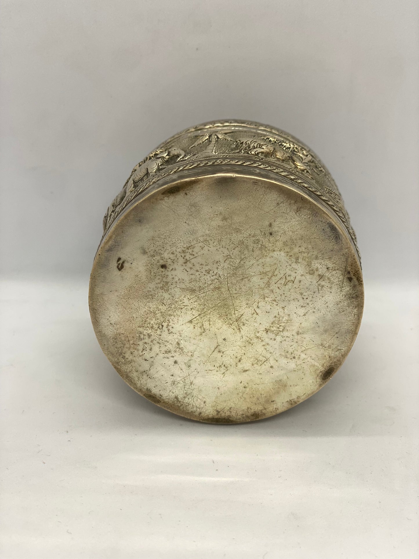 Round Colonial Indian Silver Box