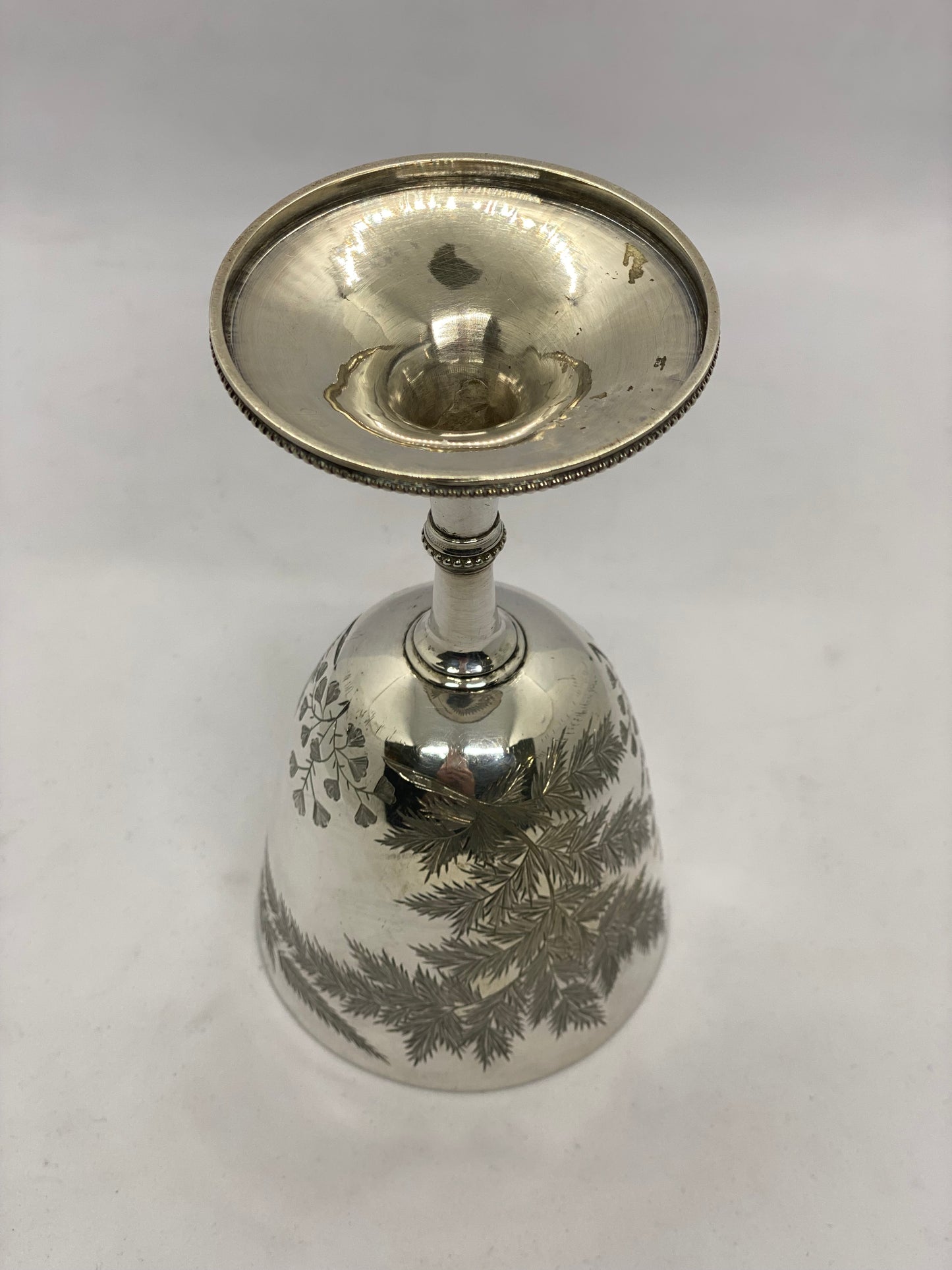 Late Victorian Goblet w Fern Motifs, Thos Smiley London 1876.