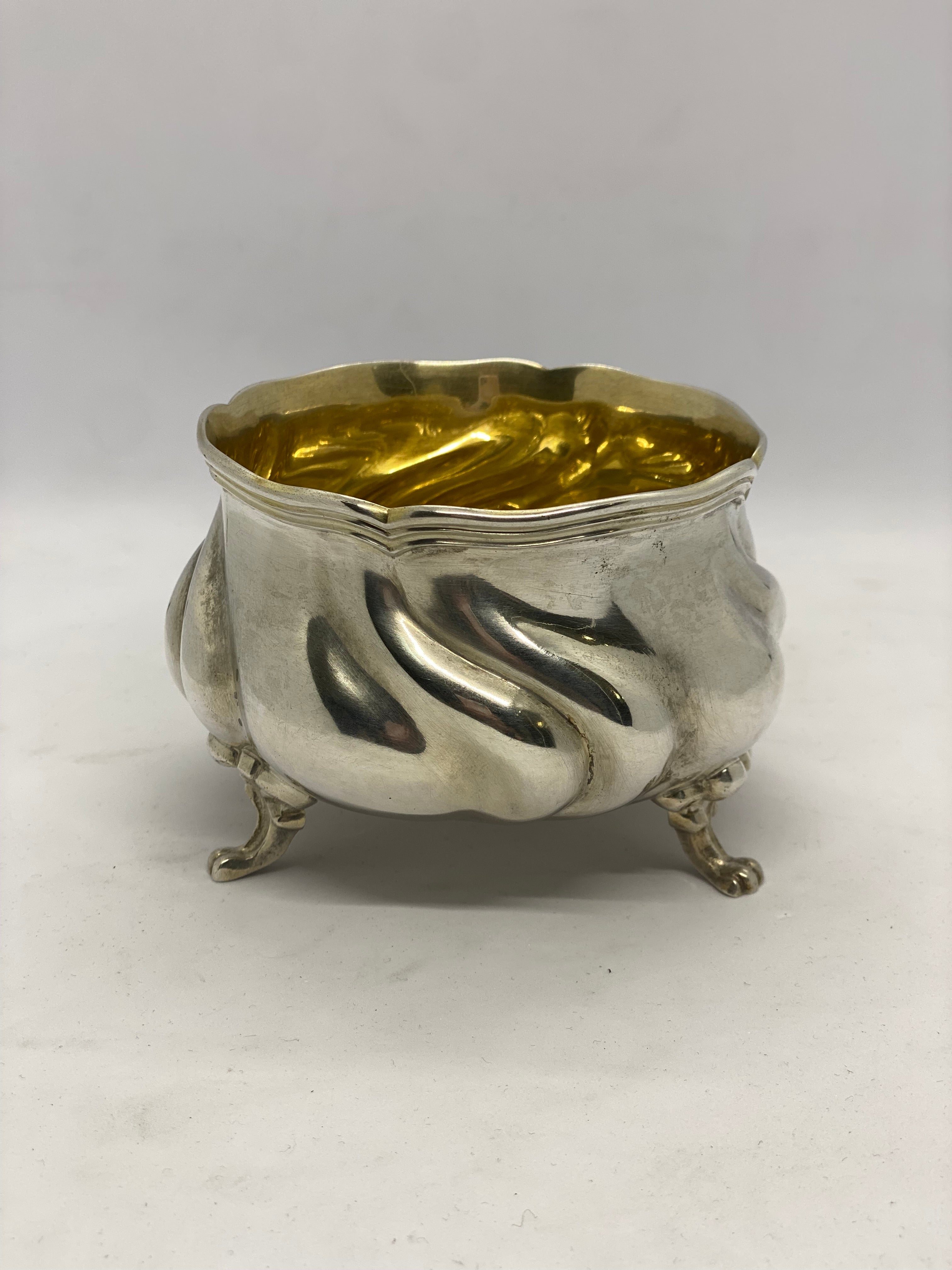 Antique circa 1860-1900 Continental European 800 silver tri foot sugar ...