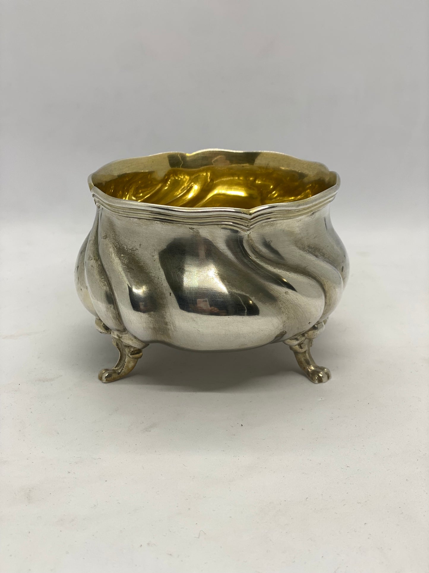 Antique circa 1860-1900 Continental European 800 silver tri foot sugar bowl.