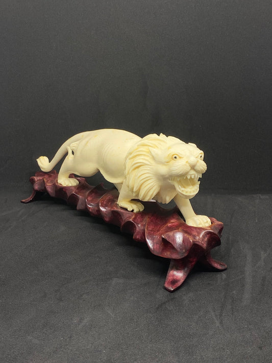 Large and Substantial Antique Ivory Lion Figurine