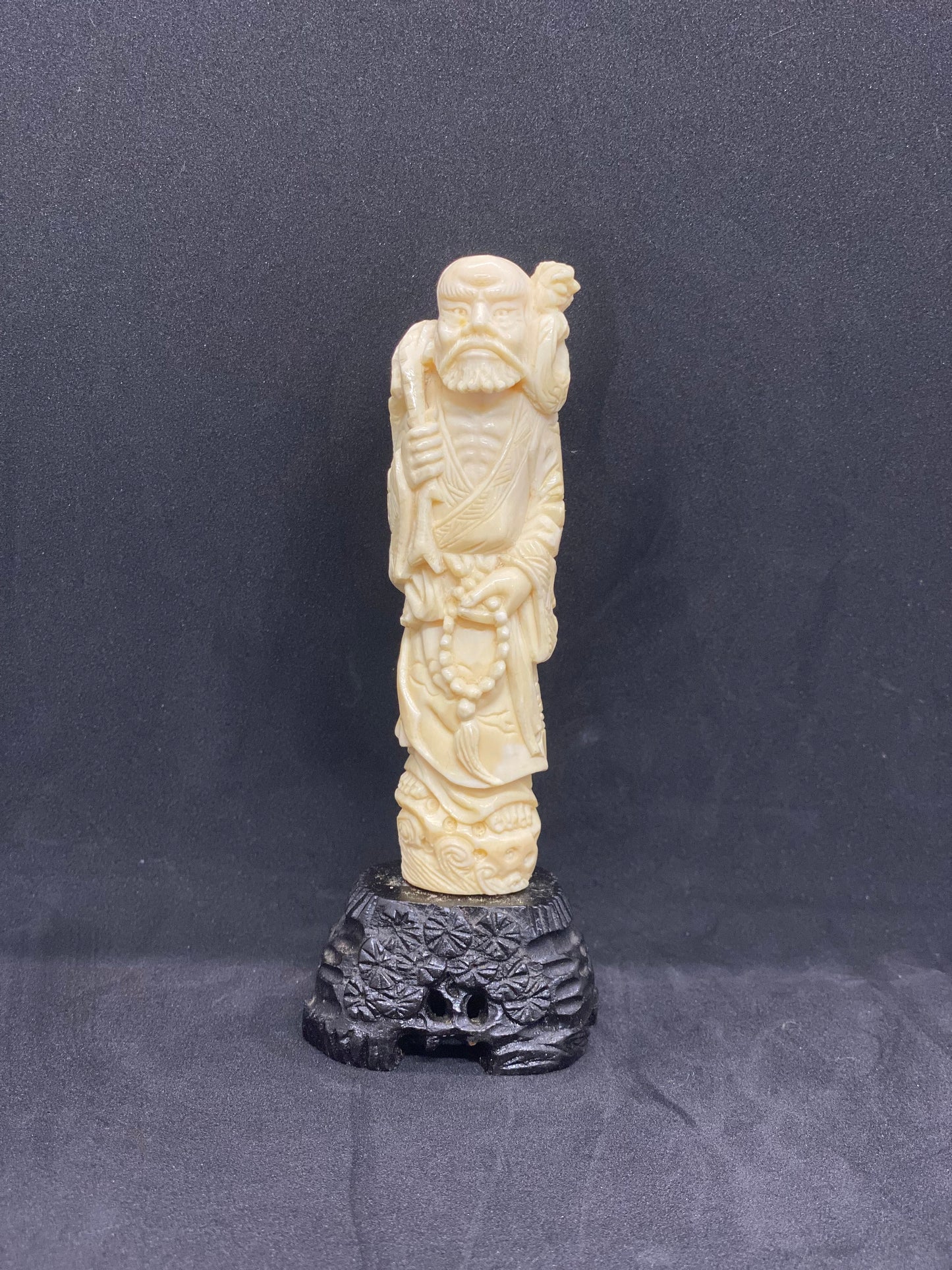 Chinese Antique Ivory Figurine of Sage Holding his Prayer Beads