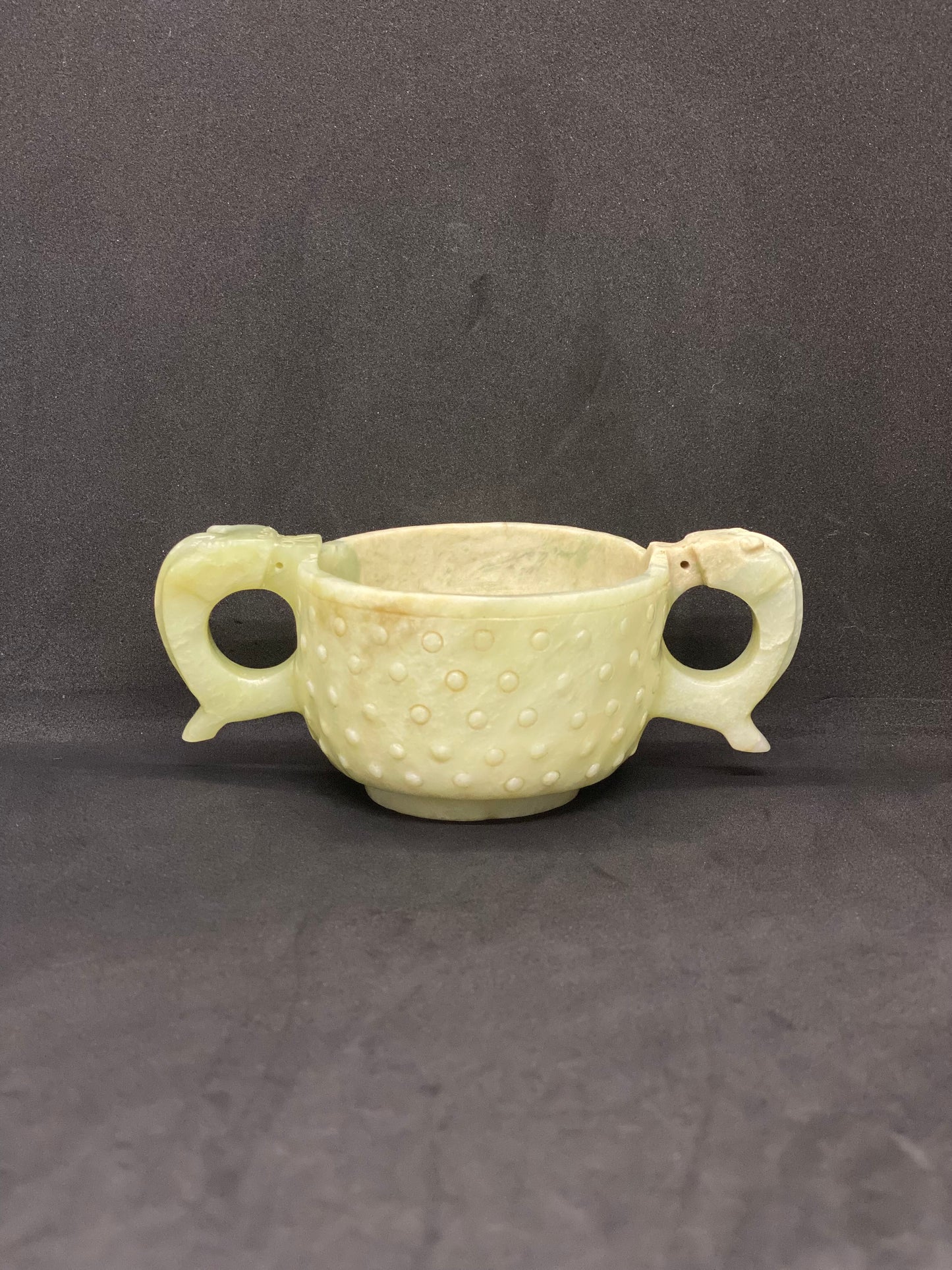 Antique Chinese Archaic Style Twin-Handled Jade Cup