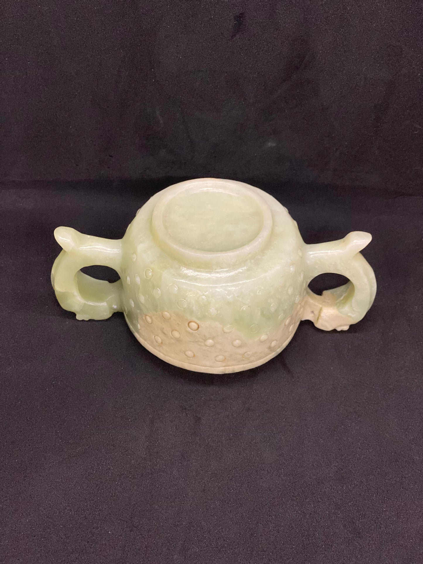 Antique Chinese Archaic Style Twin-Handled Jade Cup