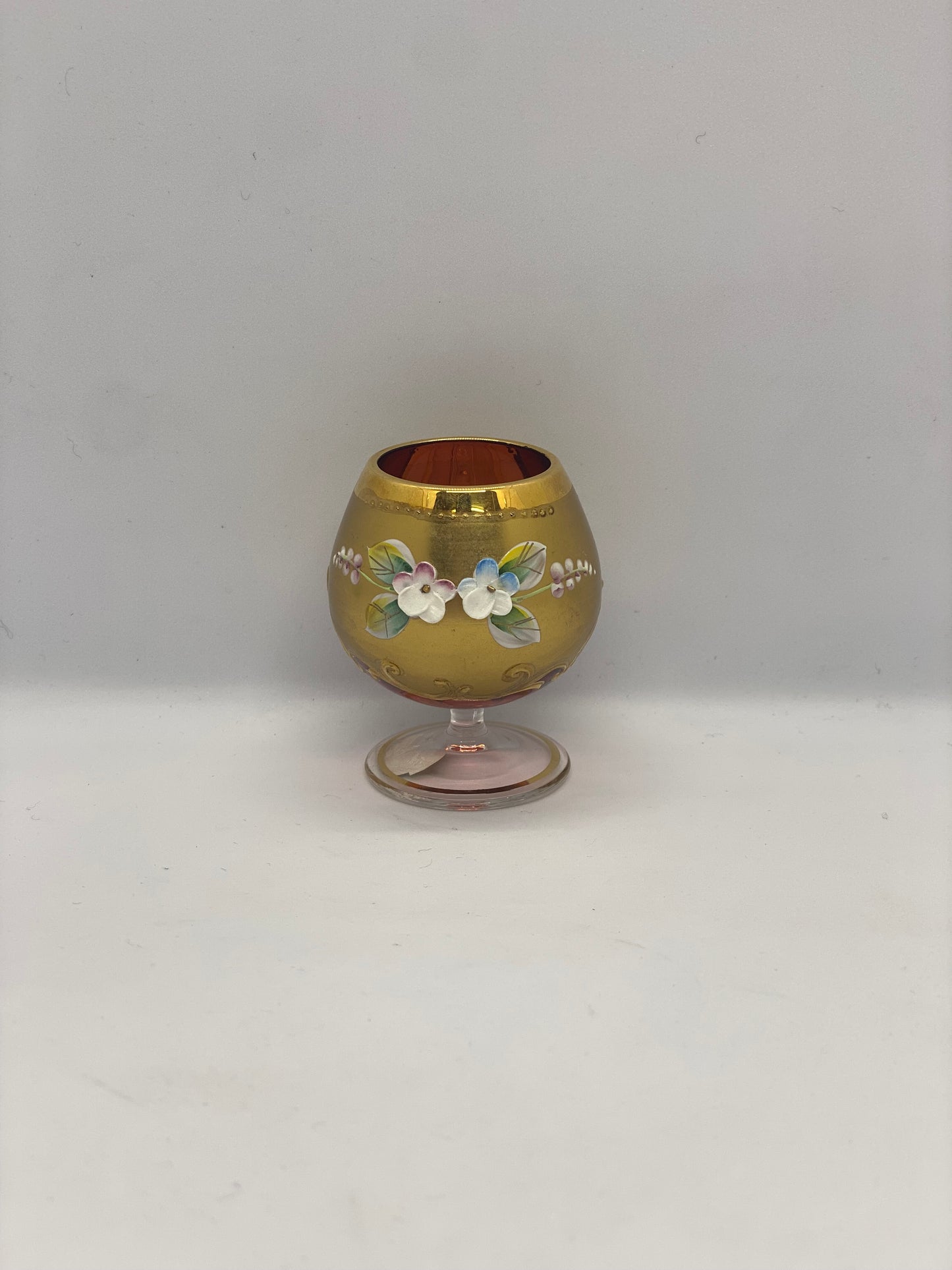 Mid Century Pink Bohemian Crystal Liquor Glass