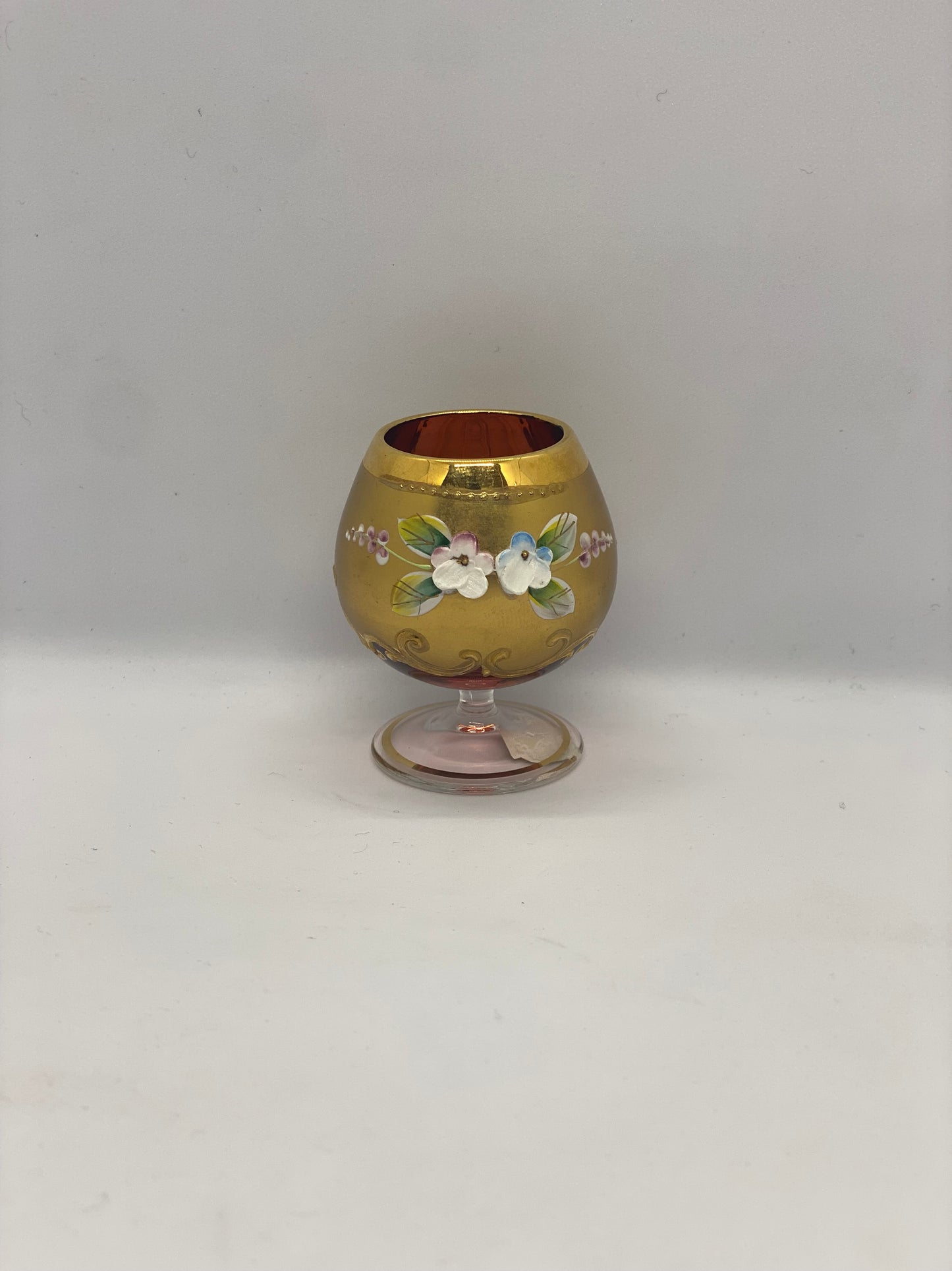 Mid Century Pink Bohemian Crystal Liquor Glass