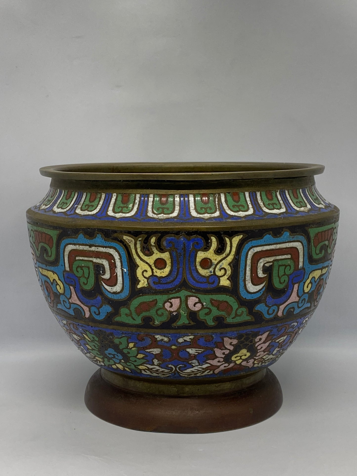 Vintage Chinese Champlevé Enamel Bowl