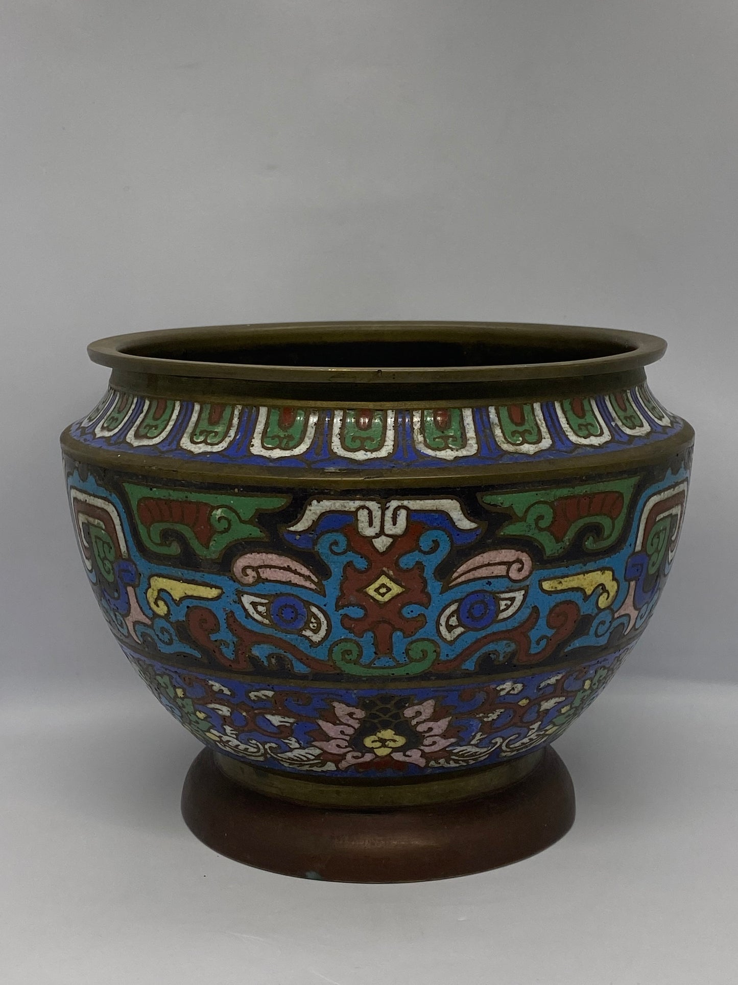 Vintage Chinese Champlevé Enamel Bowl