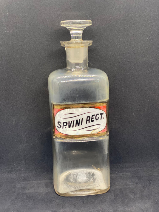古董美国药剂师瓶，W, T &amp; Co. 出品，约 1880-90 年 - Sp. Vini Rect.（酒精）