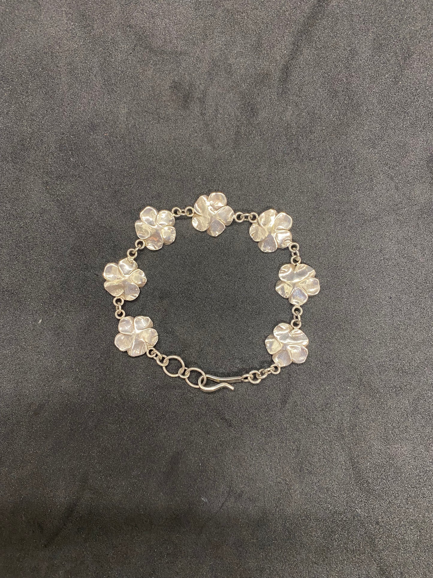 Vintage Sterling Silver Hibiscus Bracelet