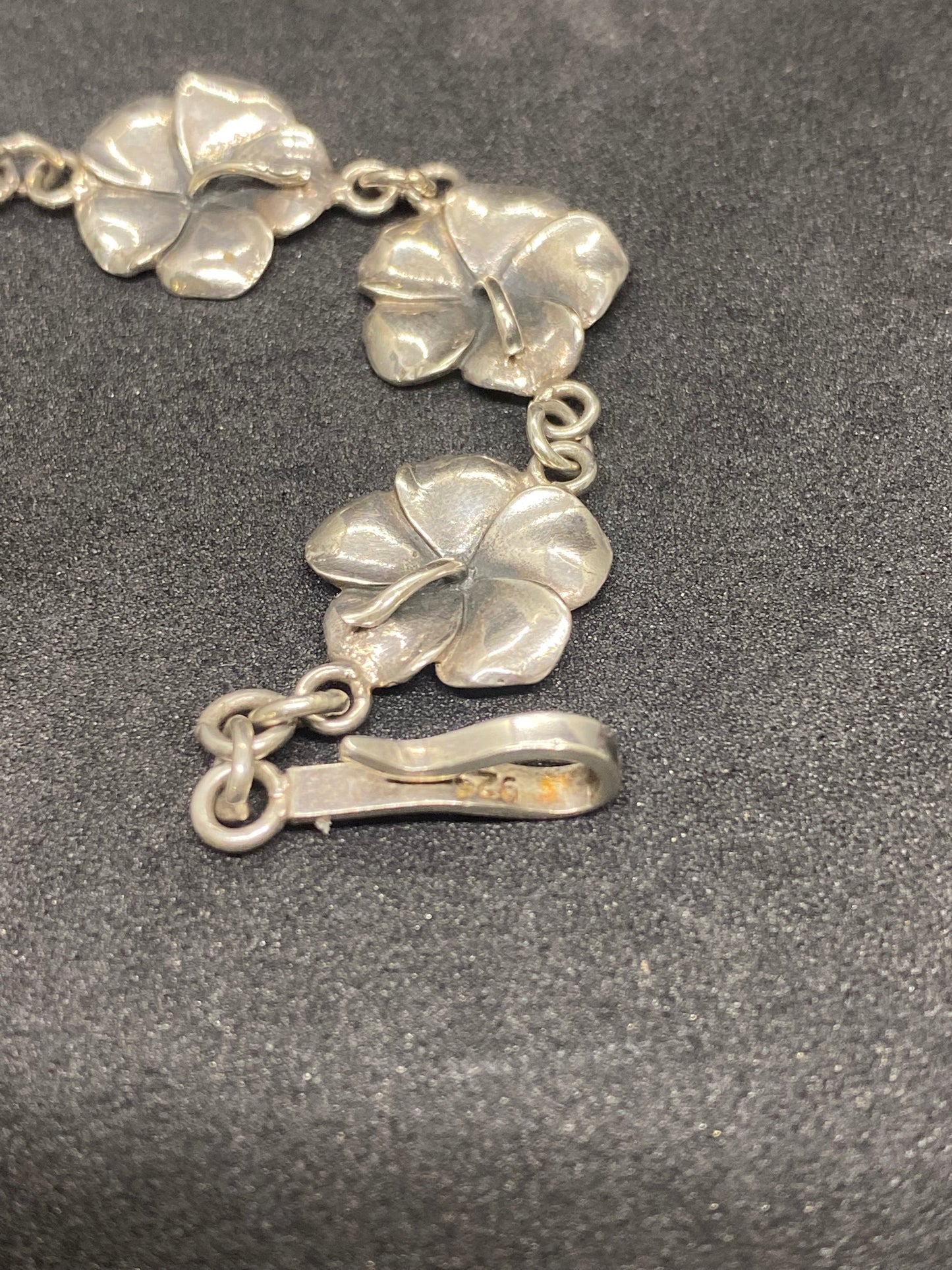 Vintage Sterling Silver Hibiscus Bracelet