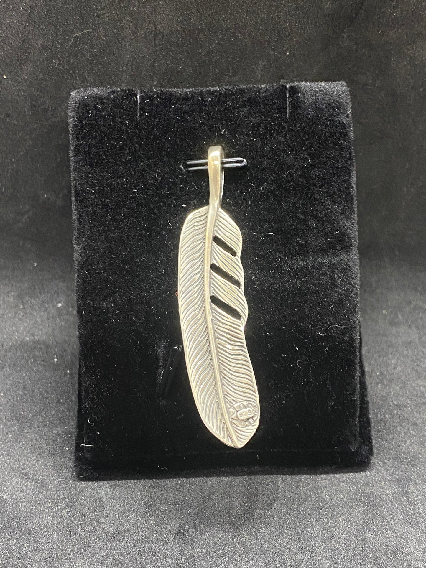 Vintage 925 Sterling Silver Feather Pendant