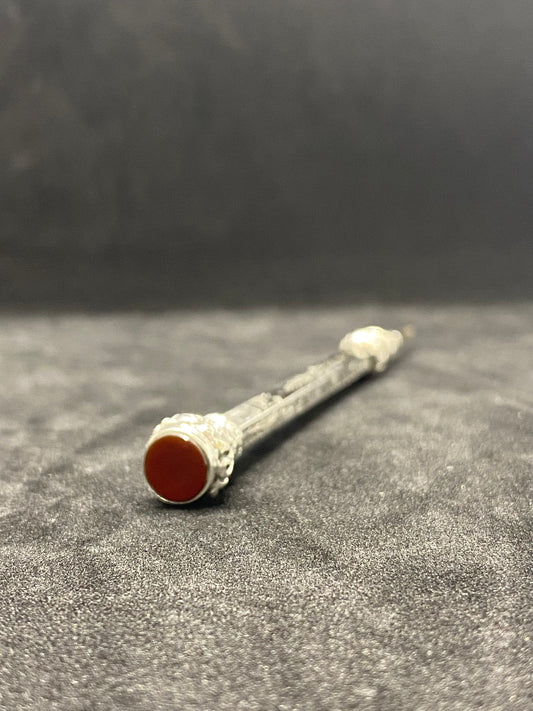 Antique Sterling Silver Propelling Pencil w Carnelian Seal Top