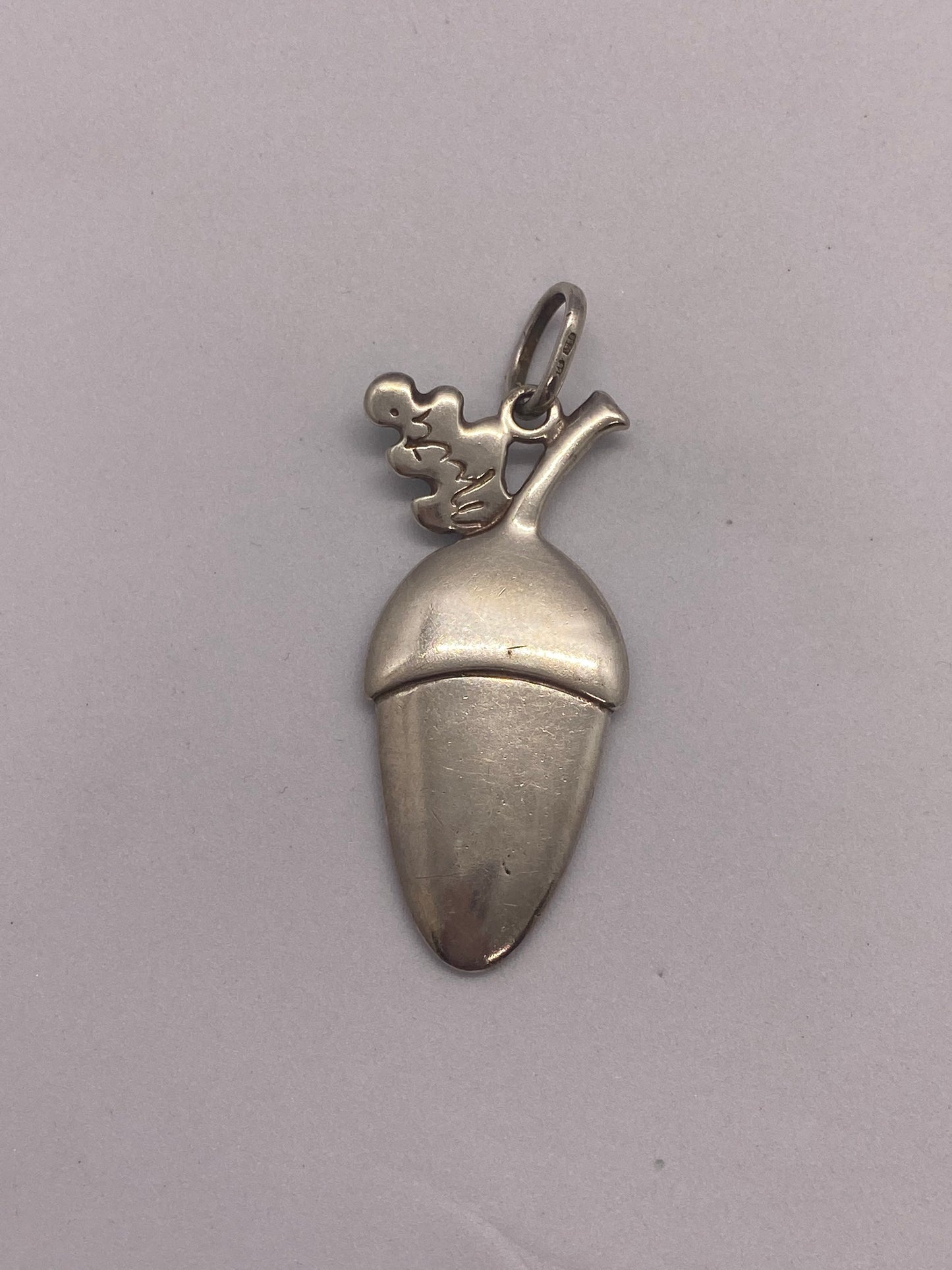 Vintage Scandinavian Silver and Enamel Acorn Pendant