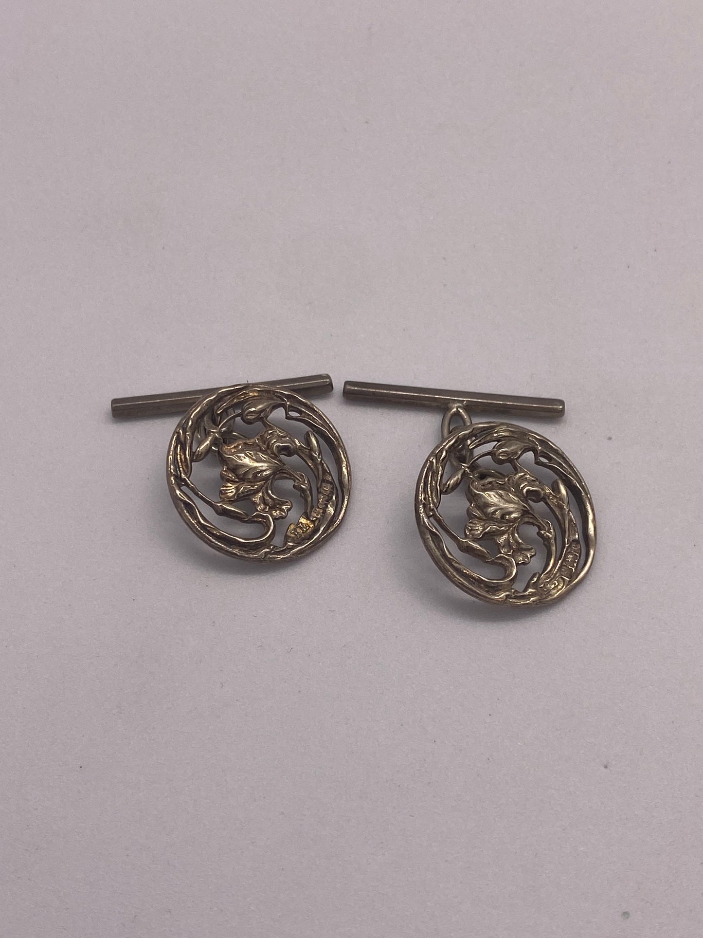 English Sterling Silver Cufflinks, hallmarked Birmingham 1902