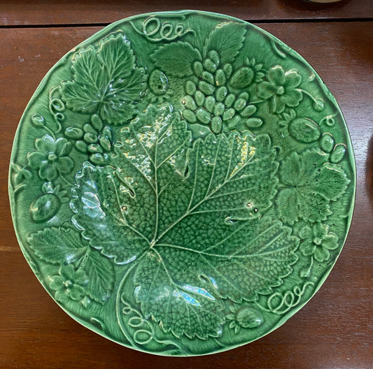 Antique Majolica Plate in a Lovely Strawberry Leaf Pattern