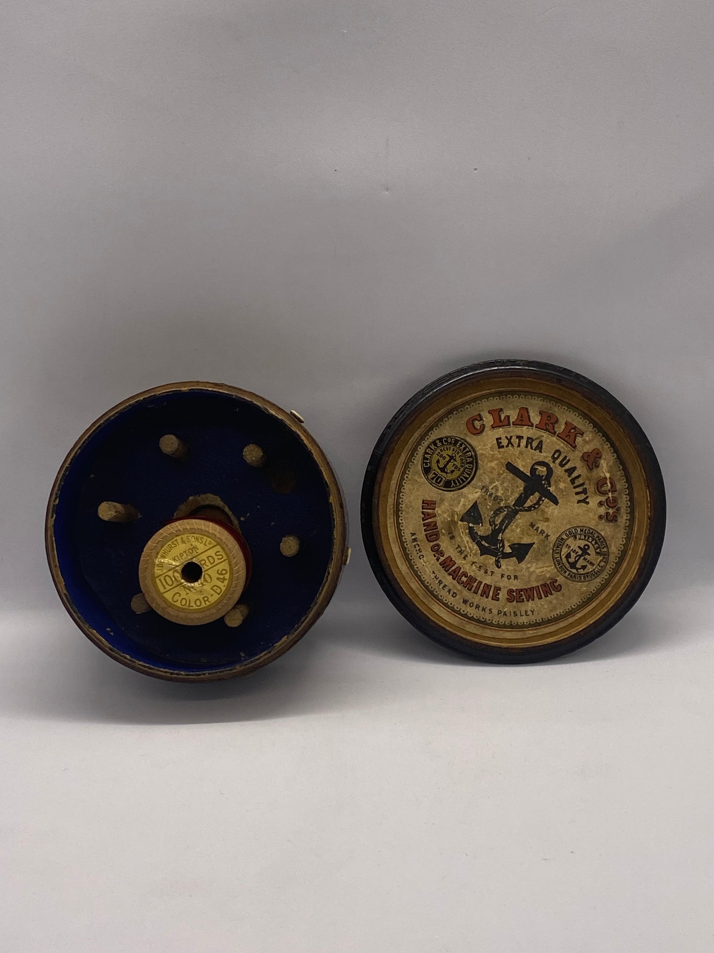 Rare Victorian Tartan Ware Sewing Reel Box Commemorating Robert Burns