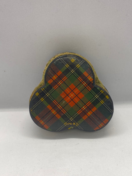 Victorian Tartan Ware Clover Shaped Pincushion