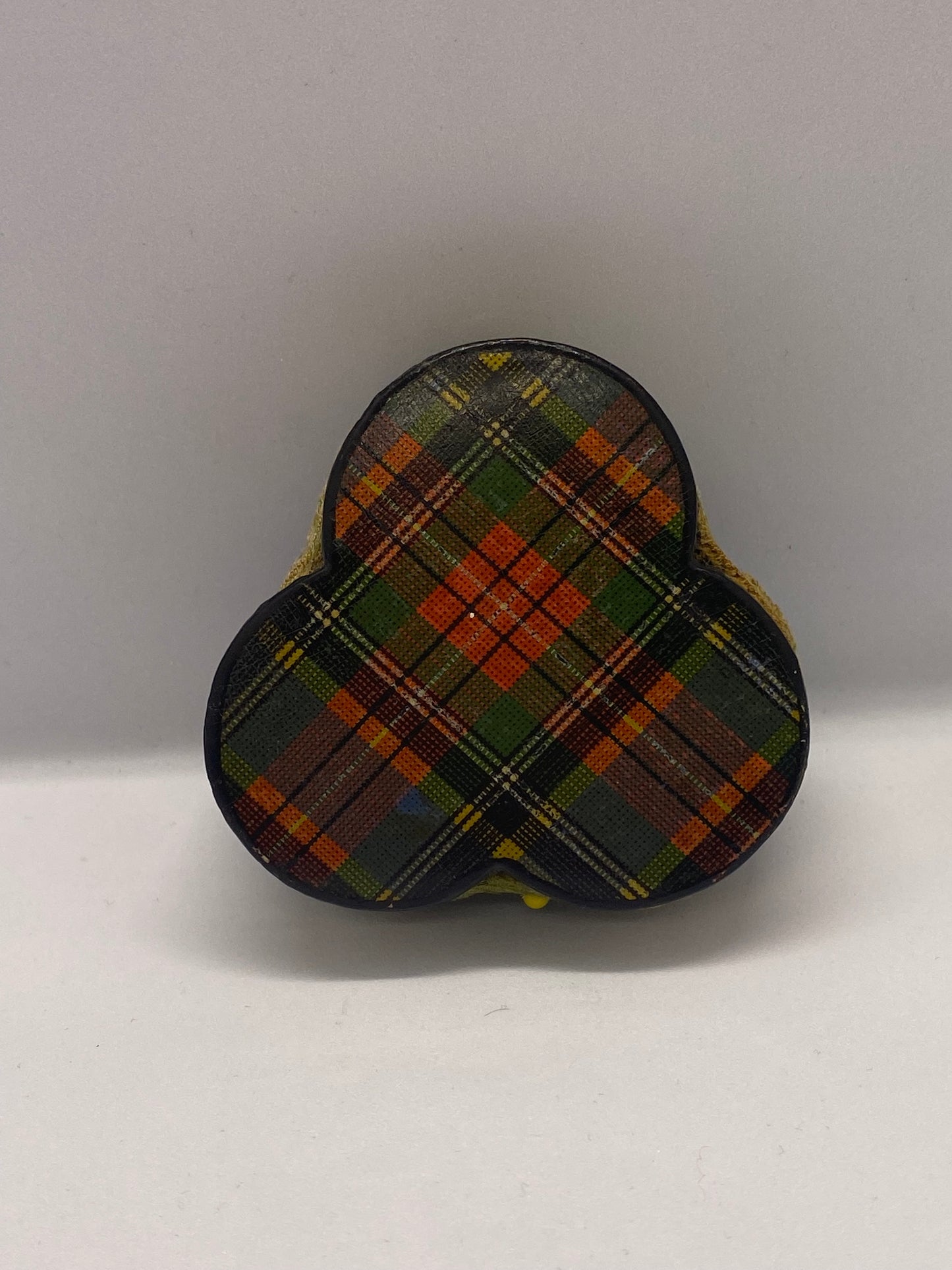 Victorian Tartan Ware Clover Shaped Pincushion