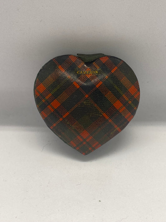 Victorian Tartan Ware Heart Shaped Pincushion